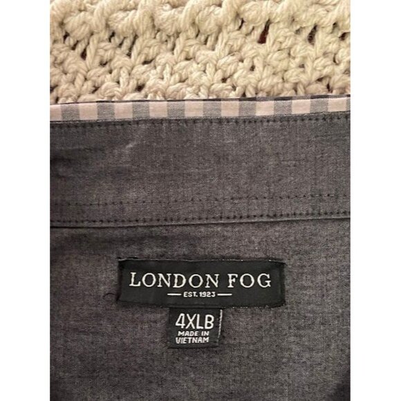 London Fog Mens Checkered FLIP CUFF Button-Down Shirt 4XLB Black & White - Picture 3 of 14